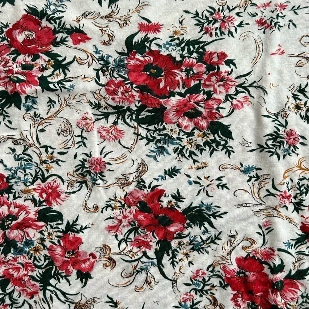 NAF NAF COLLECTION Vintage White Red Floral Skirt Crop Top Set Women Size Medium - Picture 8 of 9